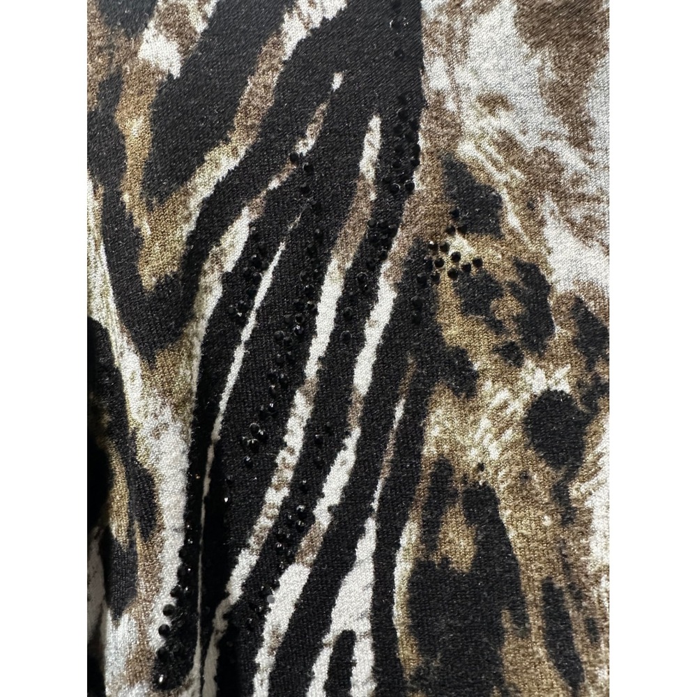 Sharon Young Animal Print Mock Neck Sweater Rhinestone Leopard Zebra M - Picture 11 of 11
